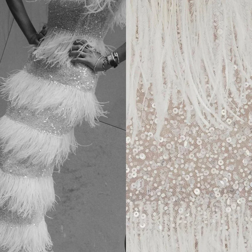 Rachel Gilbert Sequin & Feather Designer Dress - Picture 2 of 4